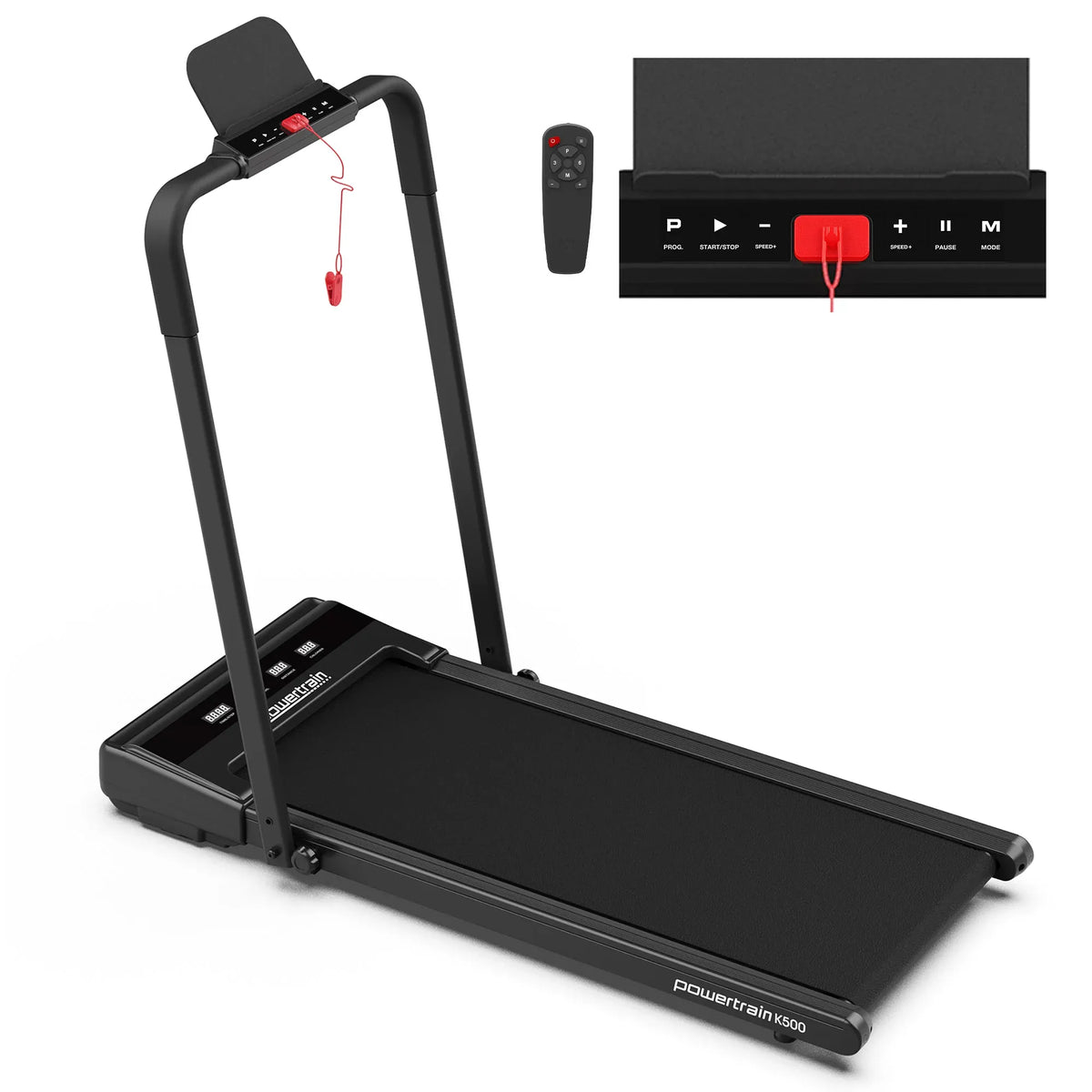 Powertrain K500 2-in-1 Foldable Under Desk Treadmill Walking Pad 2.5HP Electric Running Machine with Remote Home Gym