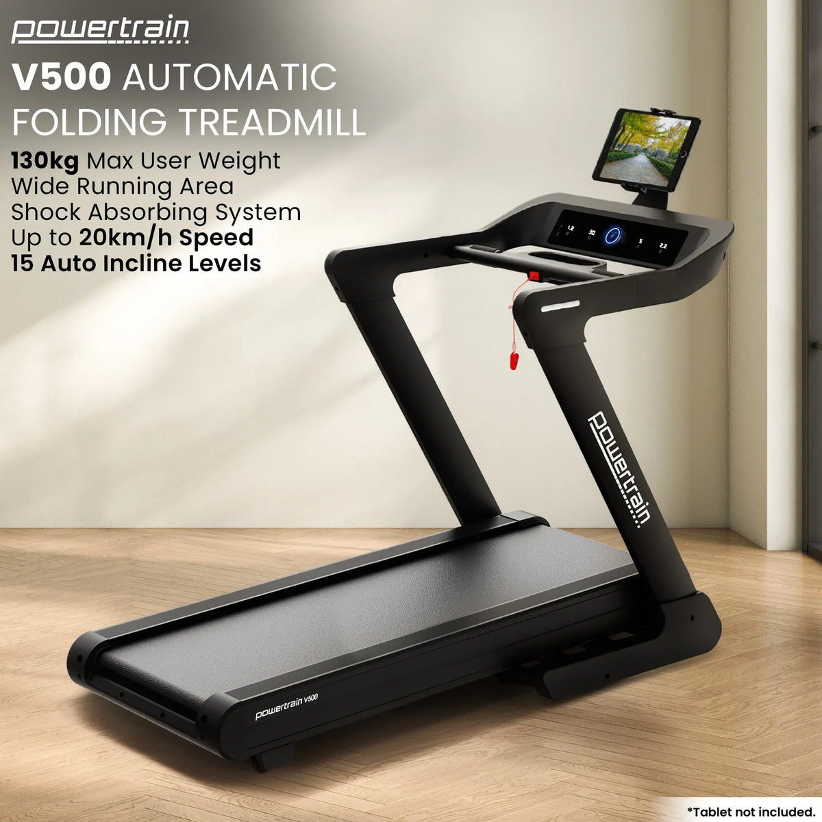 V500 3hp Foldable Treadmill Cardio Running Automatic Incline Machine
