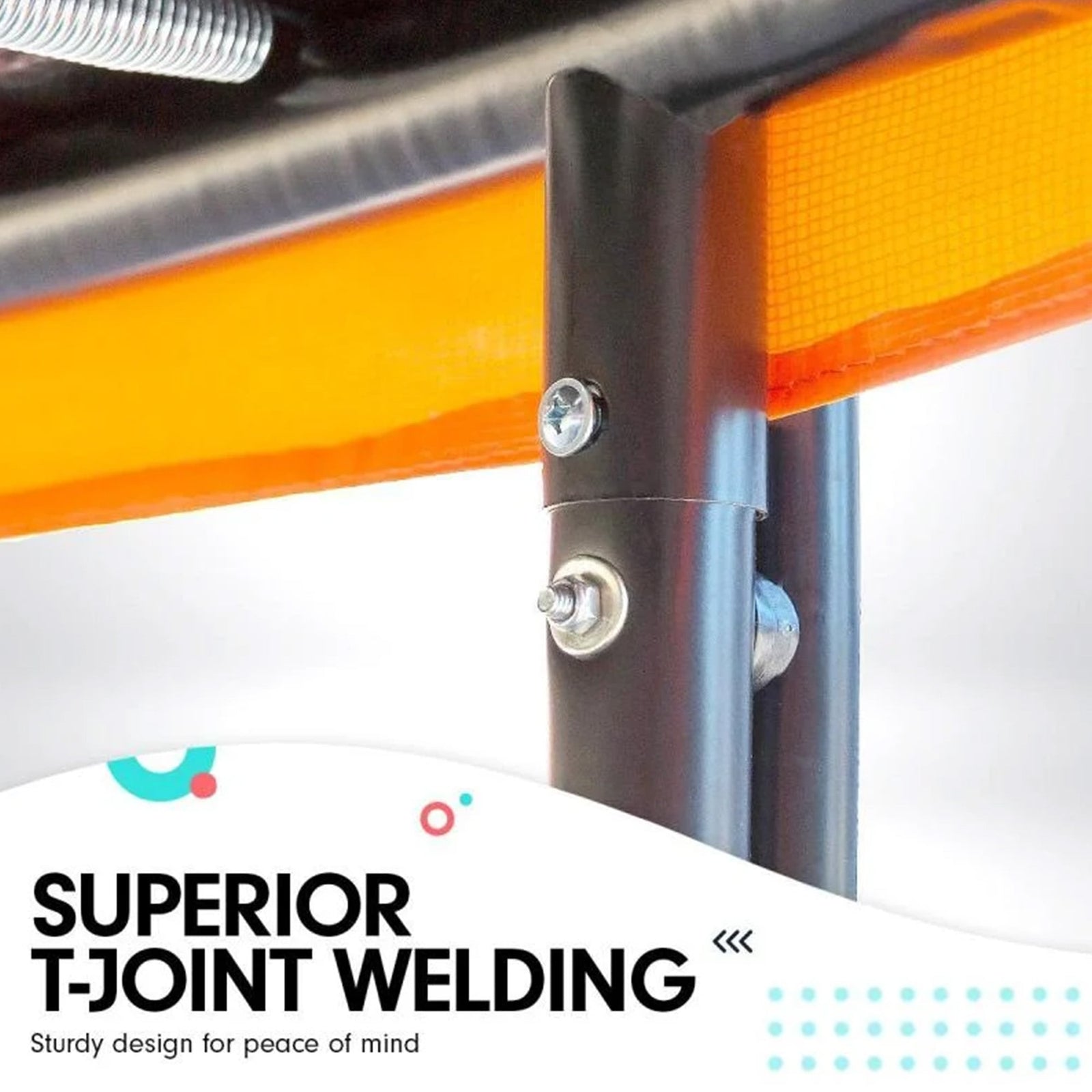 8ft X 11ft Outdoor Rectangular Orange Trampoline with Safety Enclosure.