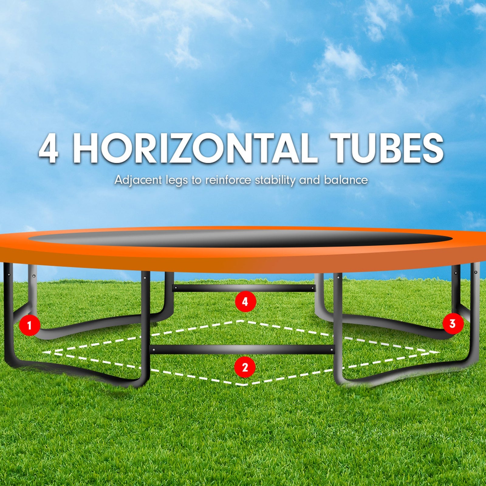 6 ft x 9 ft Rectangular Outdoor Trampoline - Orange