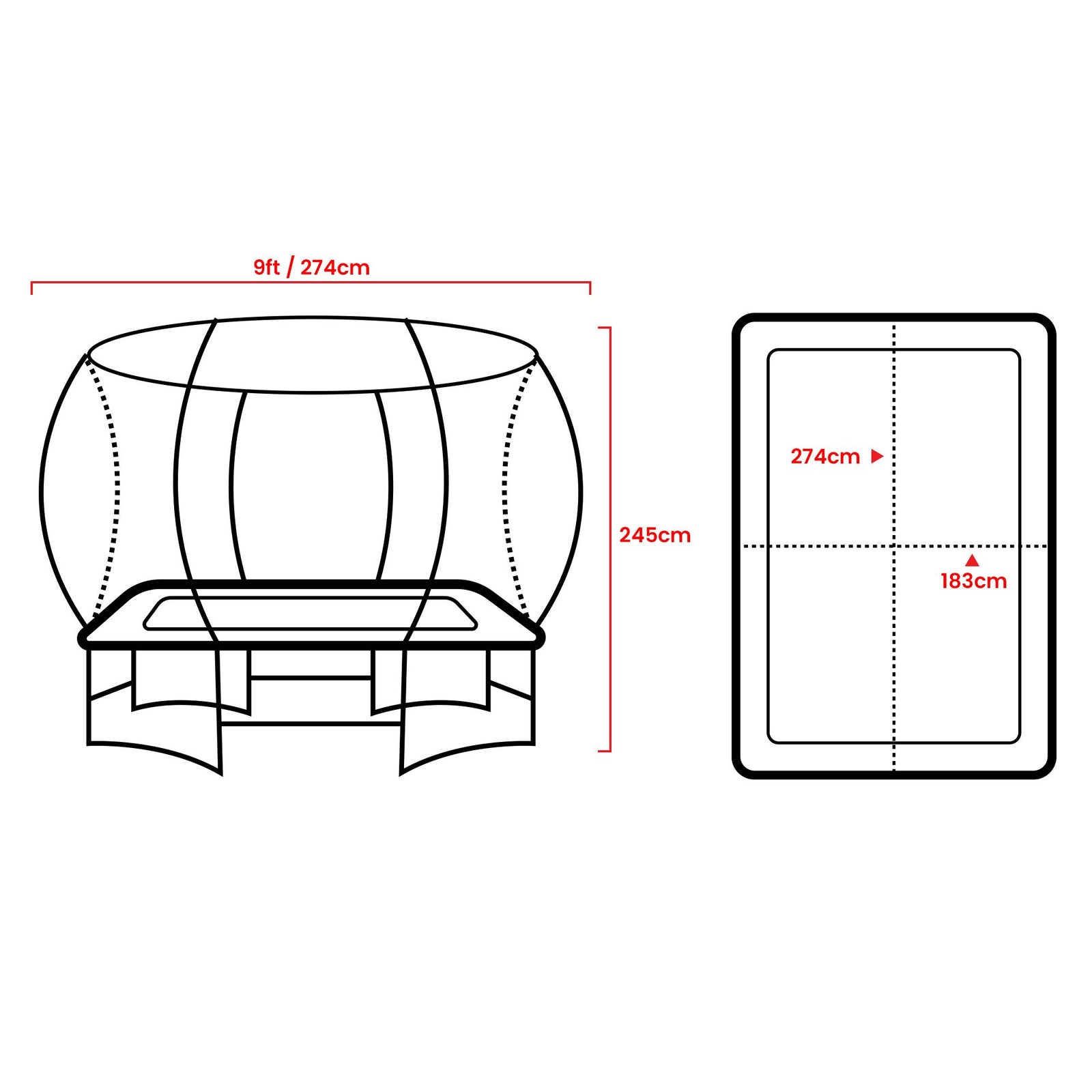 6 Ft X 9 Ft Rectangular Outdoor Trampoline With Basketball Set - Orange