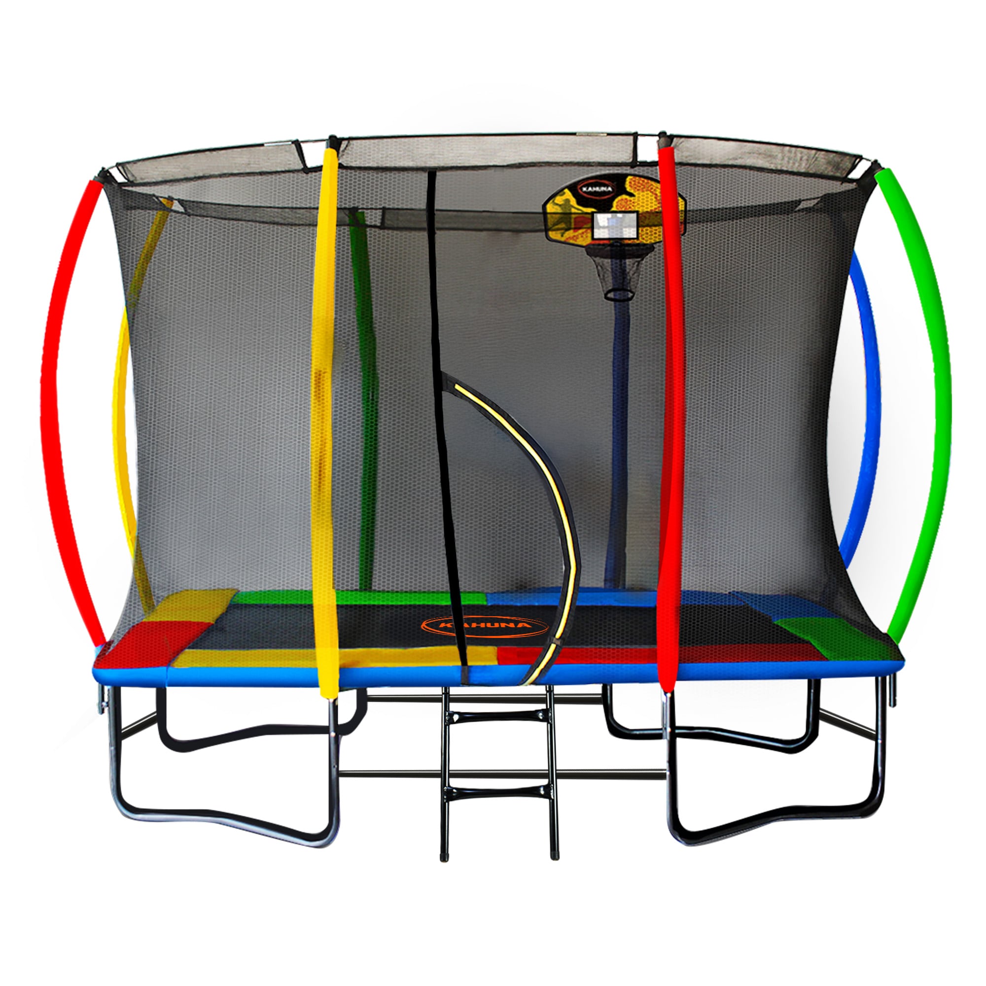 Rectangular Trampoline 6x9ft with L.E.D BB Set Rainbow