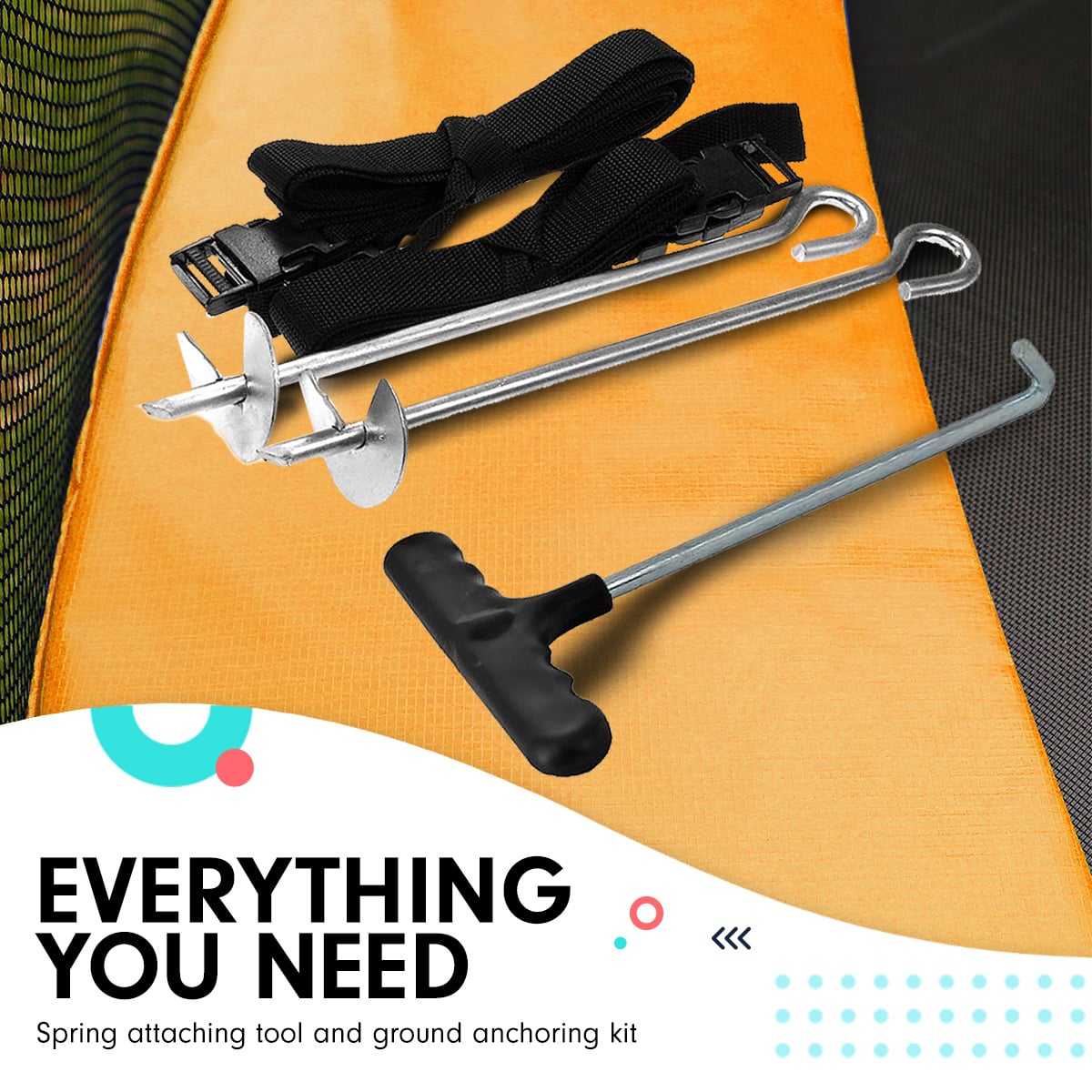 Rectangular Trampoline 6x9ft with L.E.D BB Set Rainbow