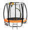 Kahuna 8ft Outdoor Orange Trampoline For Kids And Children Suited For Fitness Exercise Gymnastics With Safety Enclosure Basketball Hoop Set