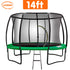 Kahuna 14ft Trampoline Free Ladder Spring Mat Net Safety Pad Cover Round Enclosure - Green