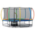 10 ft x 15 ft Oval Outdoor Trampoline with Reversible Rainbow & Orange Safety Pad Safety Net and Ladder