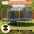 10 ft x 15 ft Oval Outdoor Trampoline with Reversible Rainbow & Orange Safety Pad Safety Net and Ladder