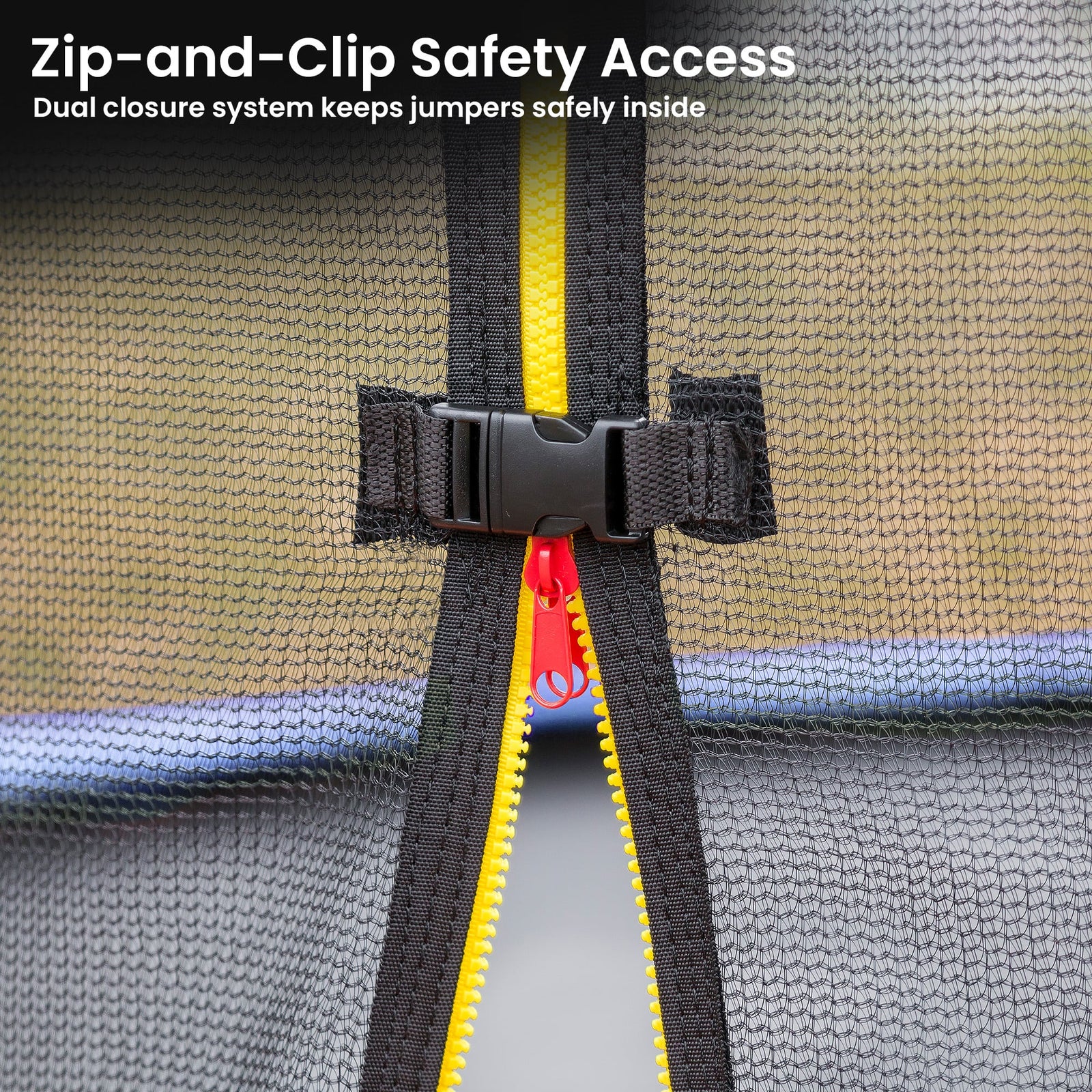 10 ft x 15 ft Oval Outdoor Trampoline with Reversible Rainbow & Orange Safety Pad Safety Net and Ladder