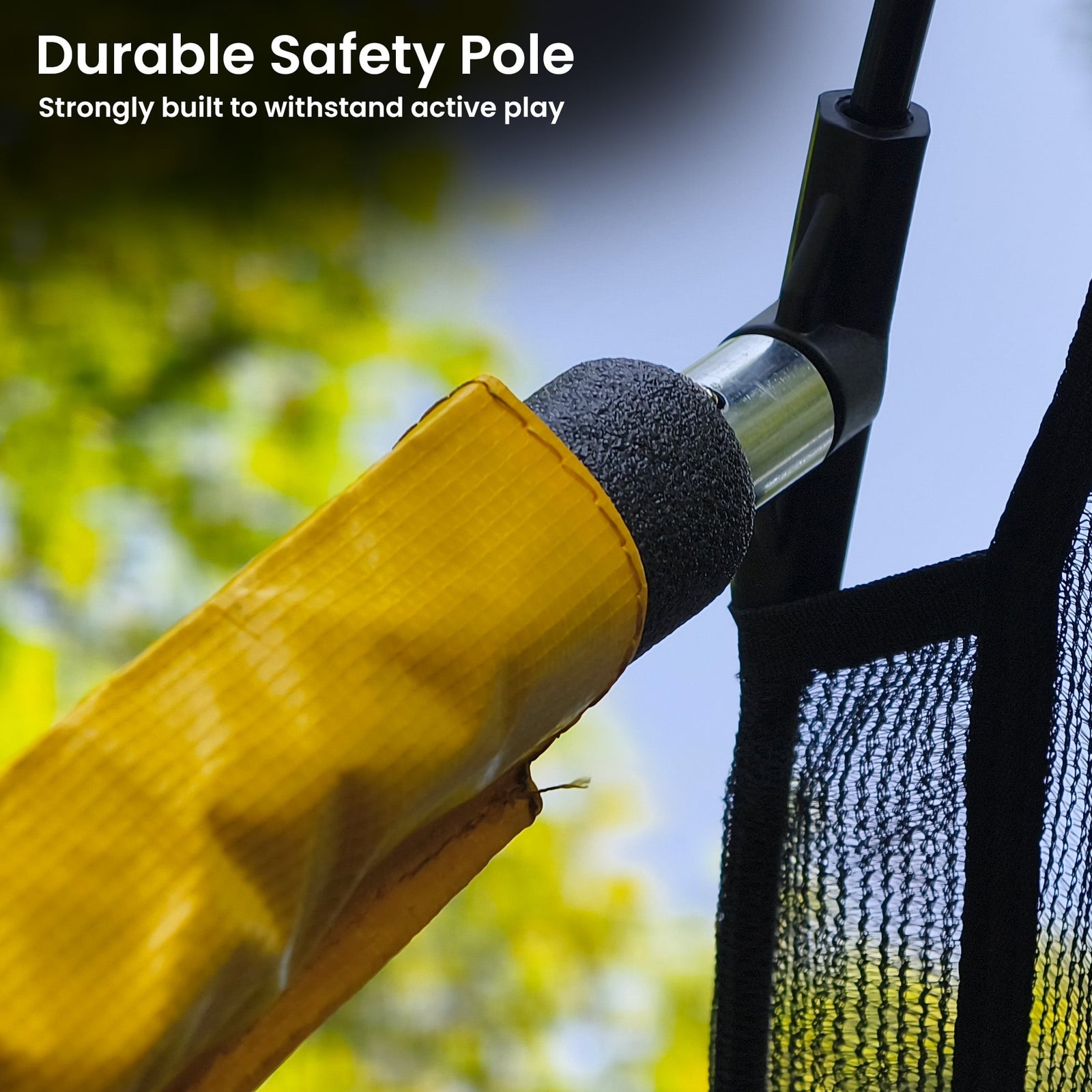 10 ft x 15 ft Oval Outdoor Trampoline with Reversible Rainbow & Orange Safety Pad Safety Net and Ladder