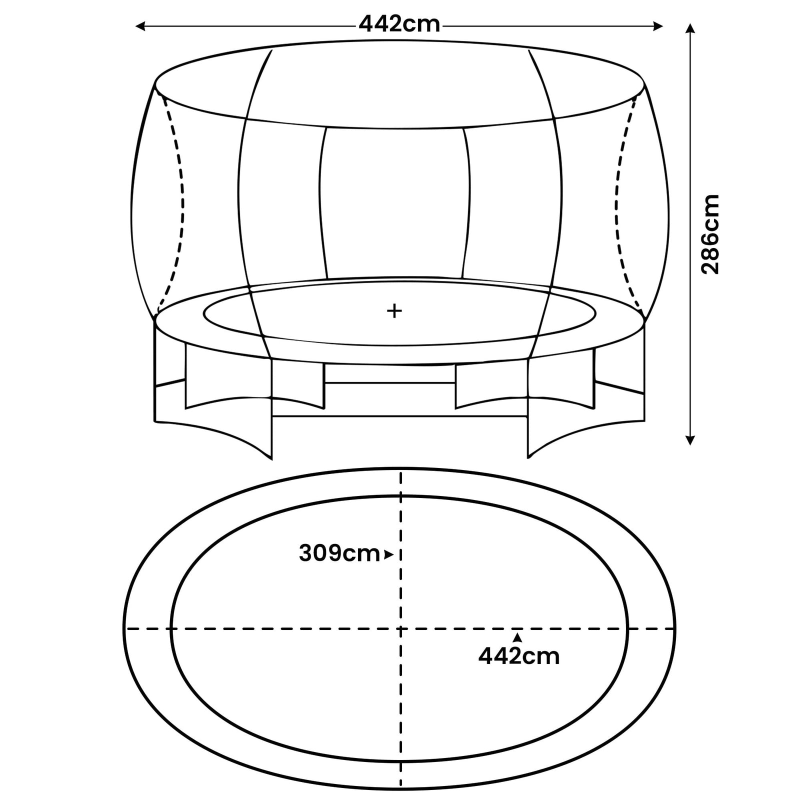 10 ft x 15 ft Oval Outdoor Trampoline w/ Basketball Set Reversible Rainbow & Orange Safety Pad Safety Net Ladder