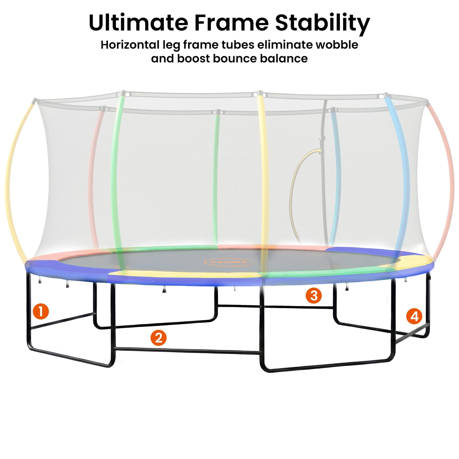 10 ft x 15 ft Oval Outdoor Trampoline w/ Basketball Set Reversible Rainbow & Orange Safety Pad Safety Net Ladder