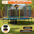 10 ft x 15 ft Oval Outdoor Trampoline w/ Basketball Set Reversible Rainbow & Orange Safety Pad Safety Net Ladder