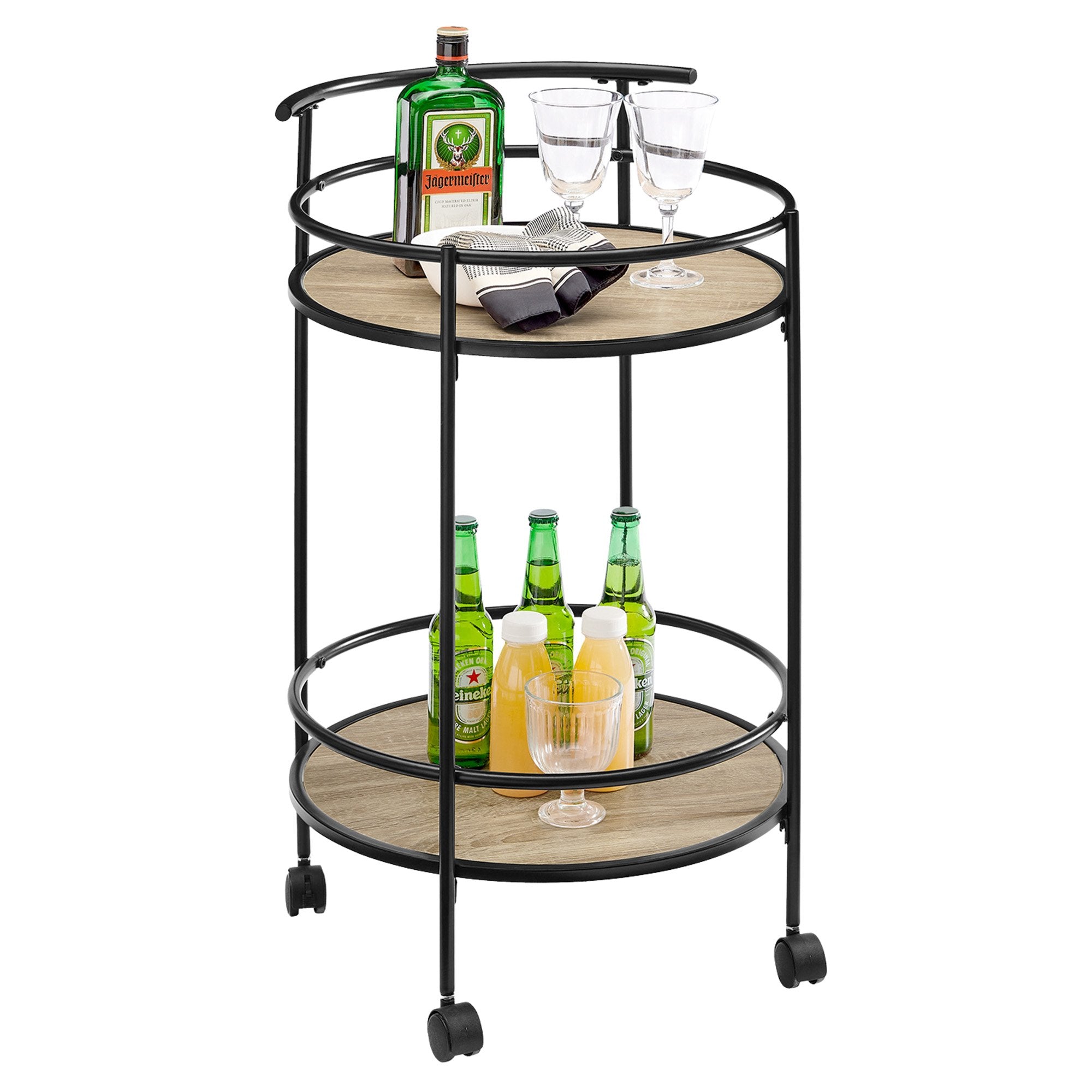 Sarantino Reno Mini Bar Cart Caddy - Grey Oak