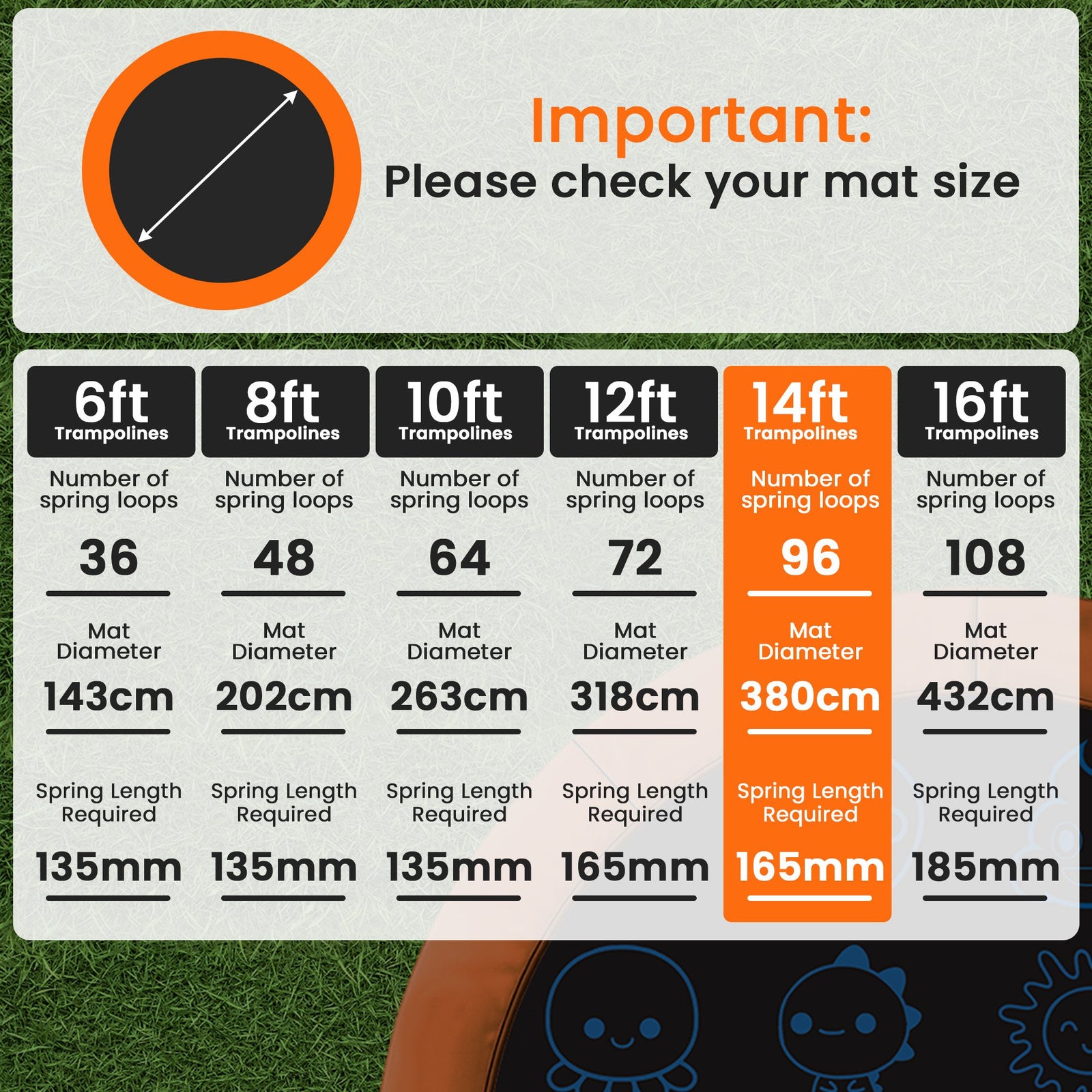 14ft Replacement Trampoline Jumping Mat - Emoji
