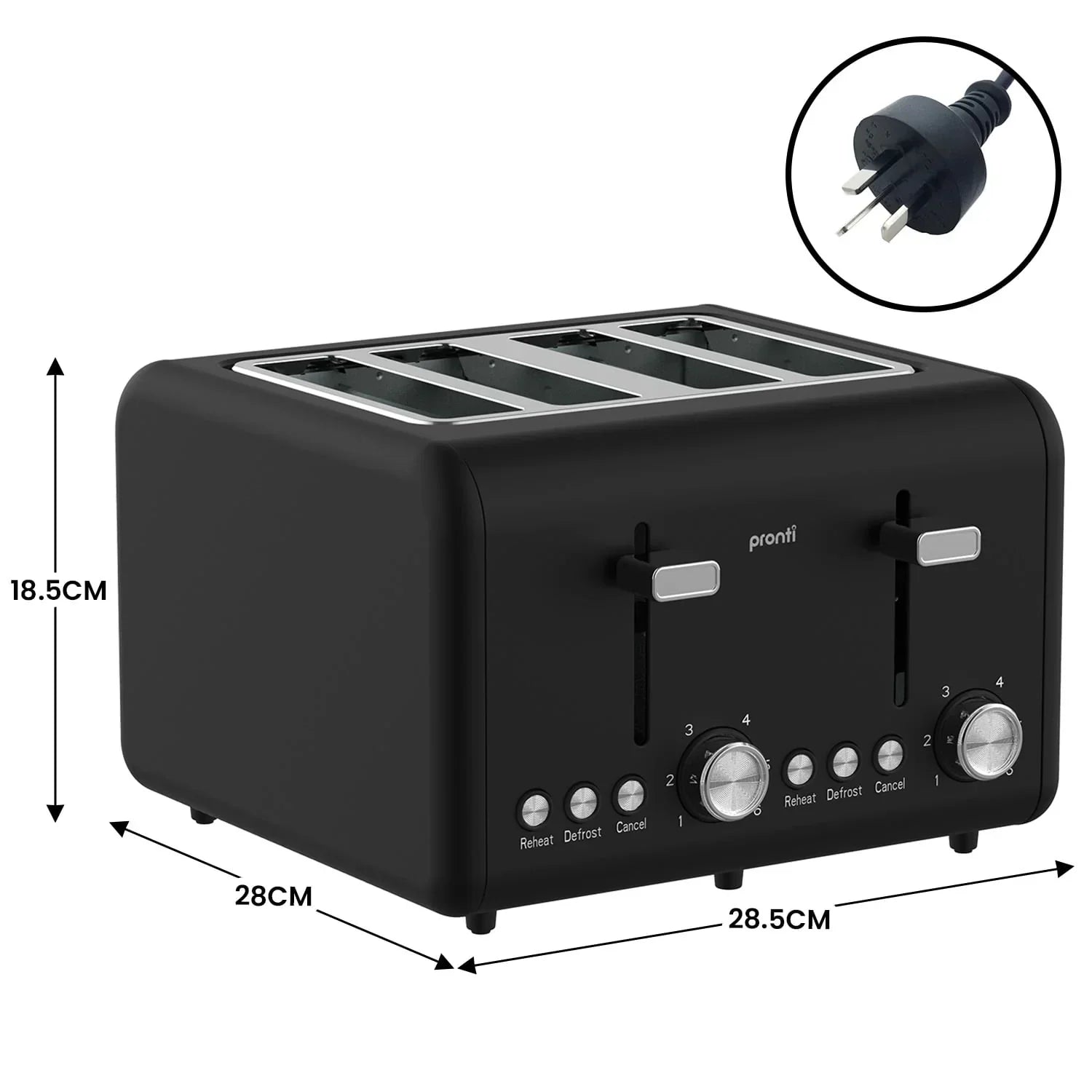 Silver Noir Collection 4 Slice Toaster with Dual Controls