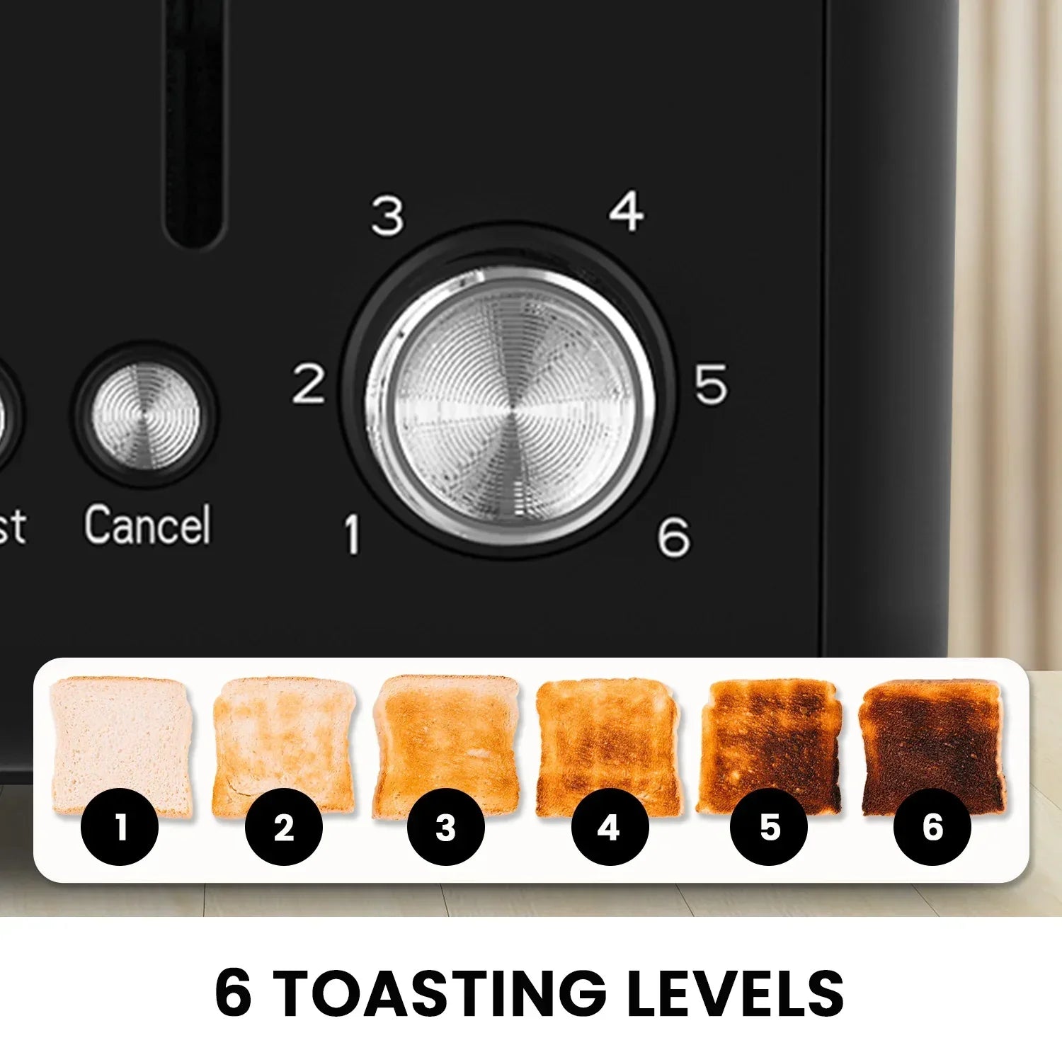 Silver Noir Collection 4 Slice Toaster with Dual Controls
