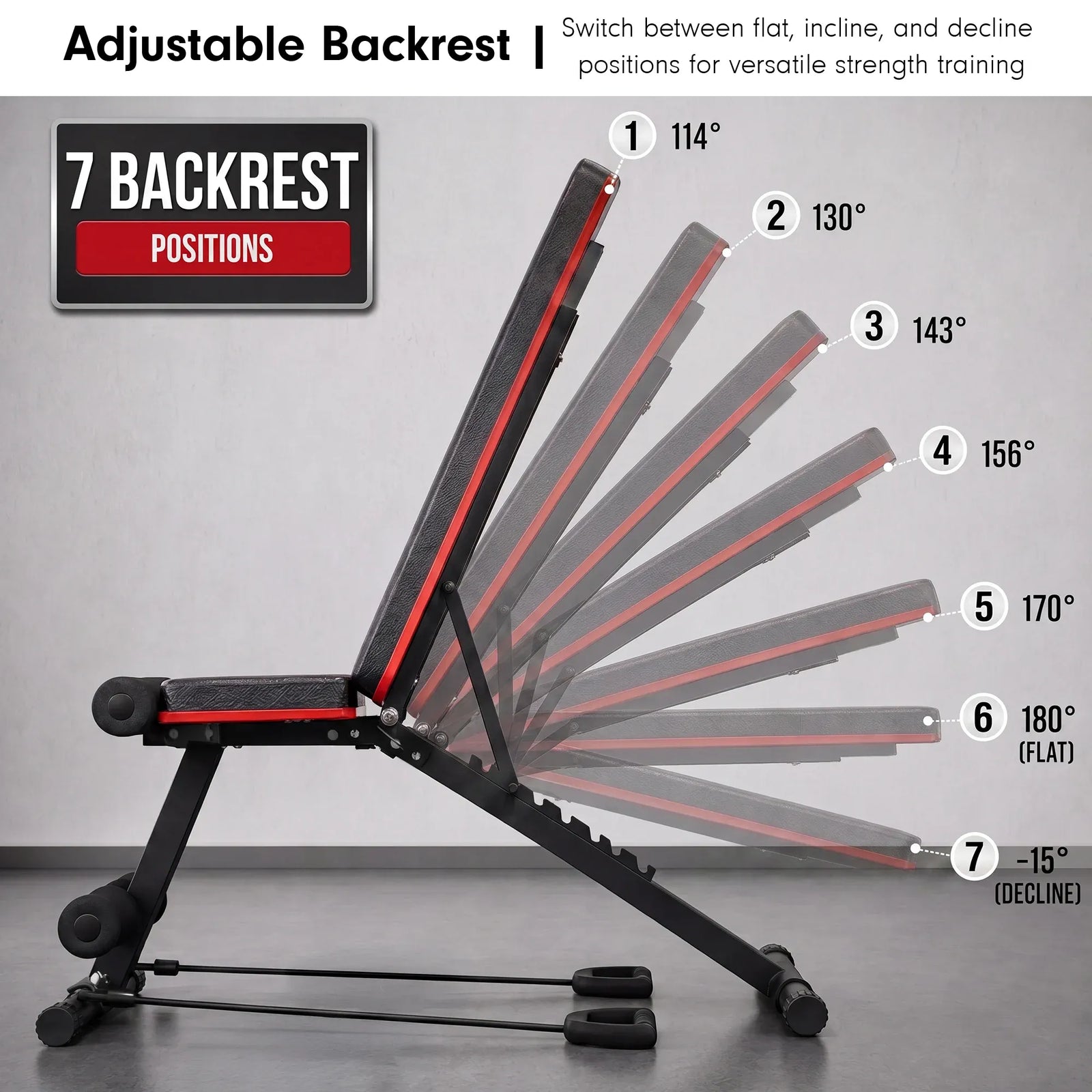Powertrain Adjustable Weight Bench with Incline Decline And 7 Backrest Positions