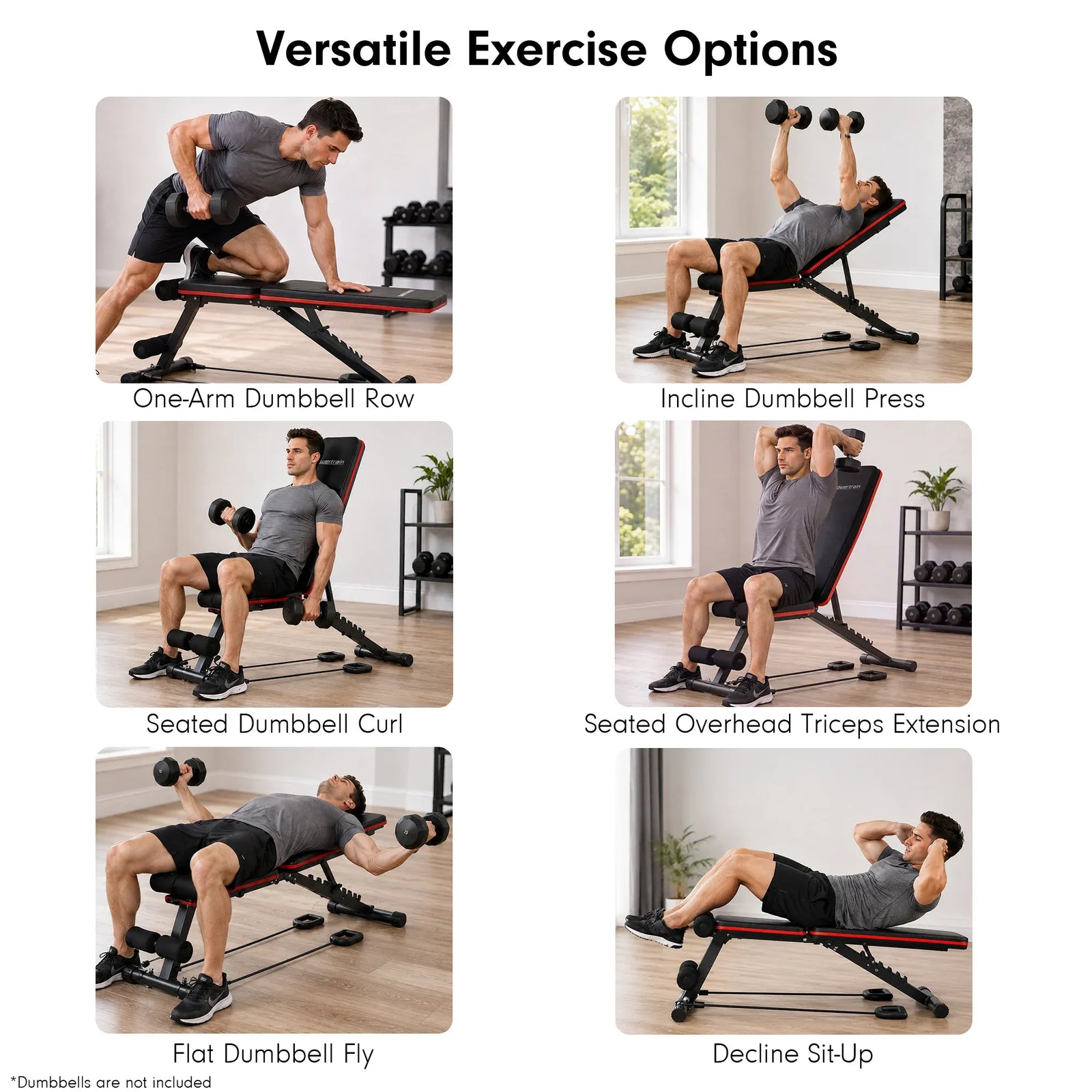 Powertrain Adjustable Weight Bench with Incline Decline And 7 Backrest Positions