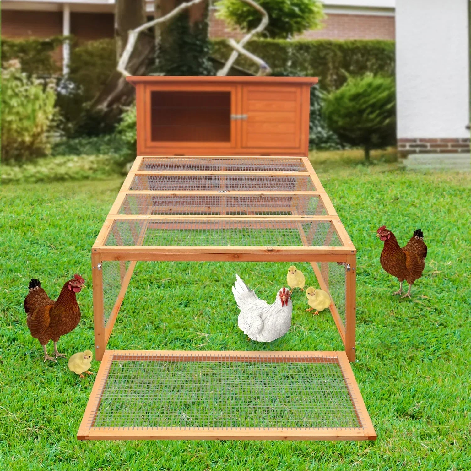 Rectangular Wooden Chicken Coop & Rabbit Hutch