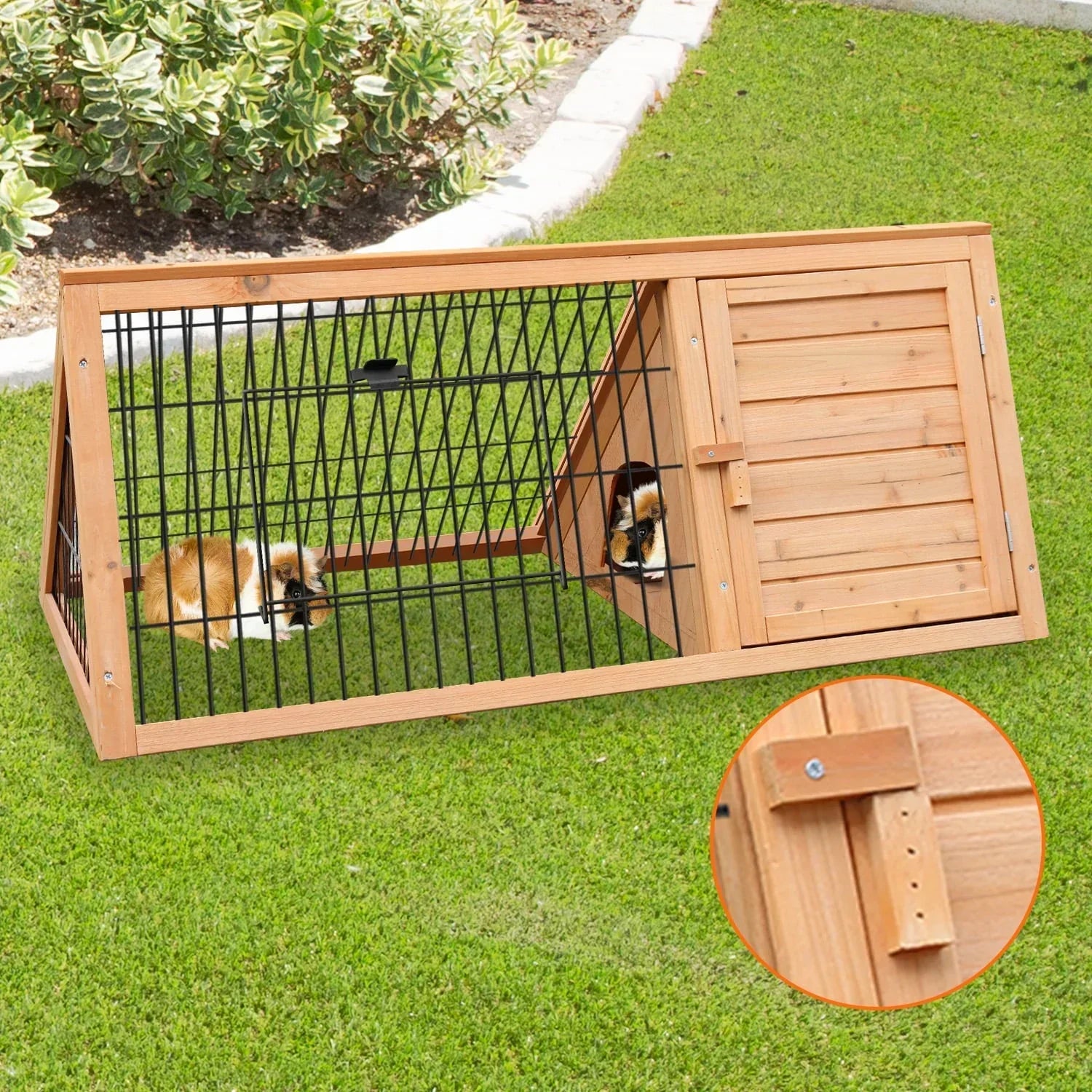 Triangle Wooden Rabbit Hutch