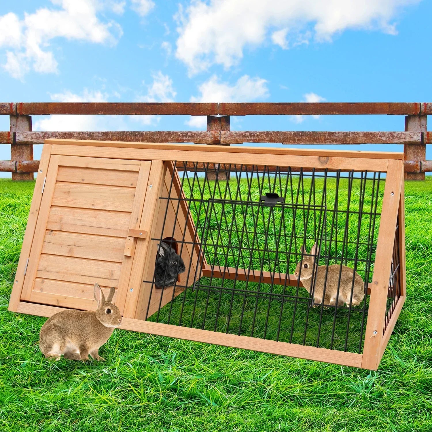 Triangle Wooden Rabbit Hutch