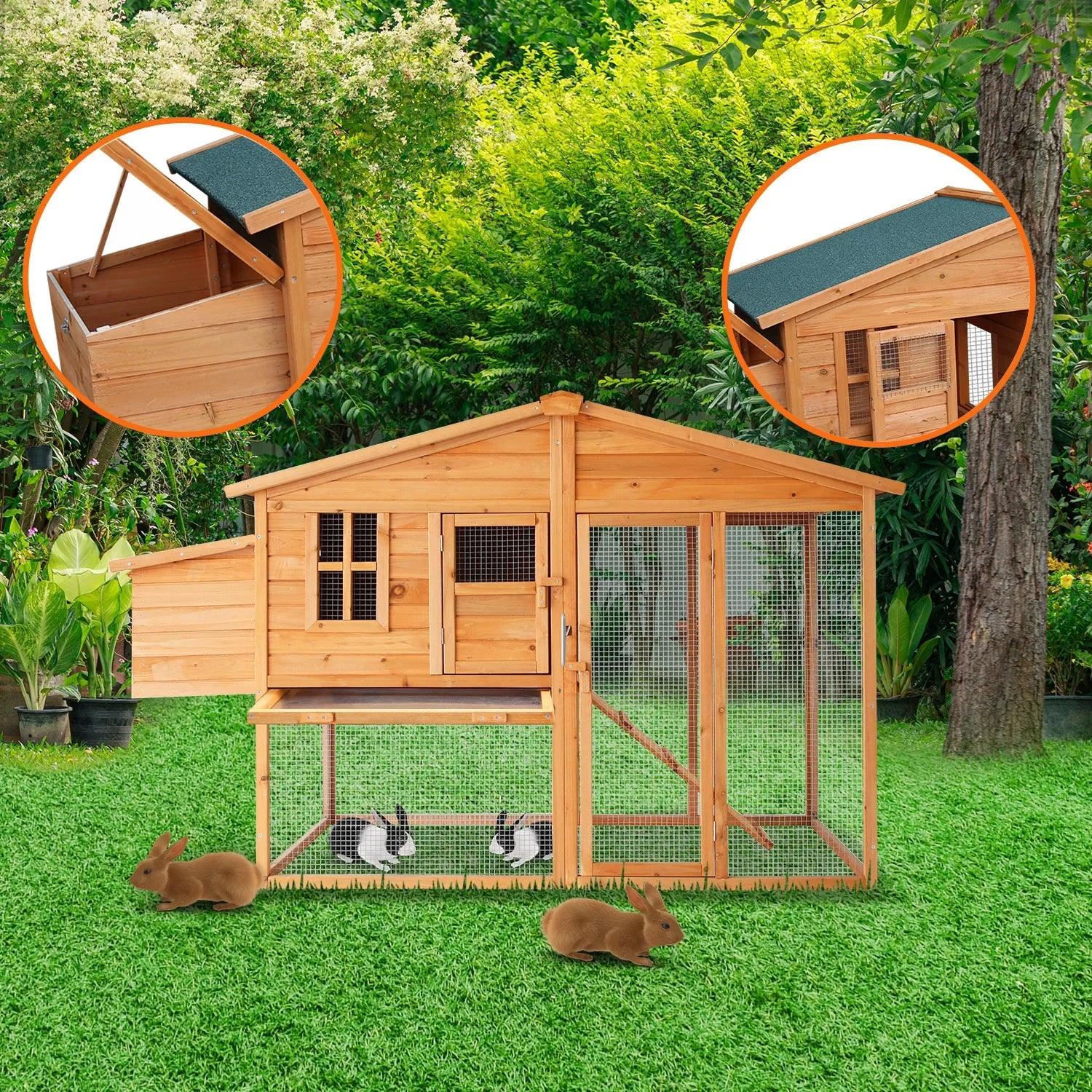 Large Chicken Coop & Rabbit Hutch With Ramp