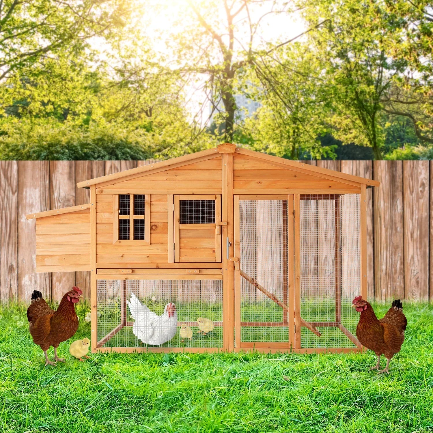 Large Chicken Coop & Rabbit Hutch With Ramp