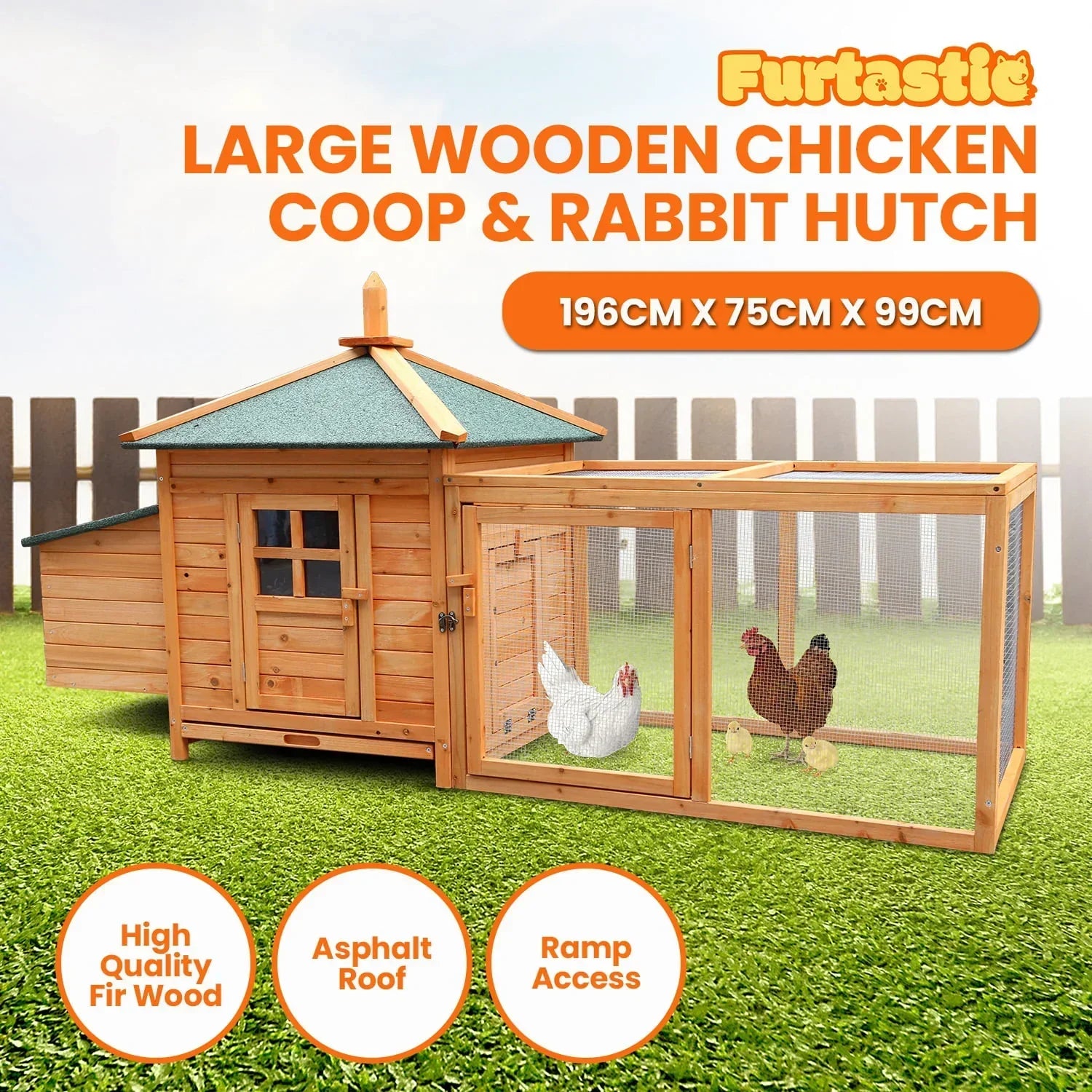 Large Wooden Chicken Coop Rabbit Hutch Nesting Box Fir Wood