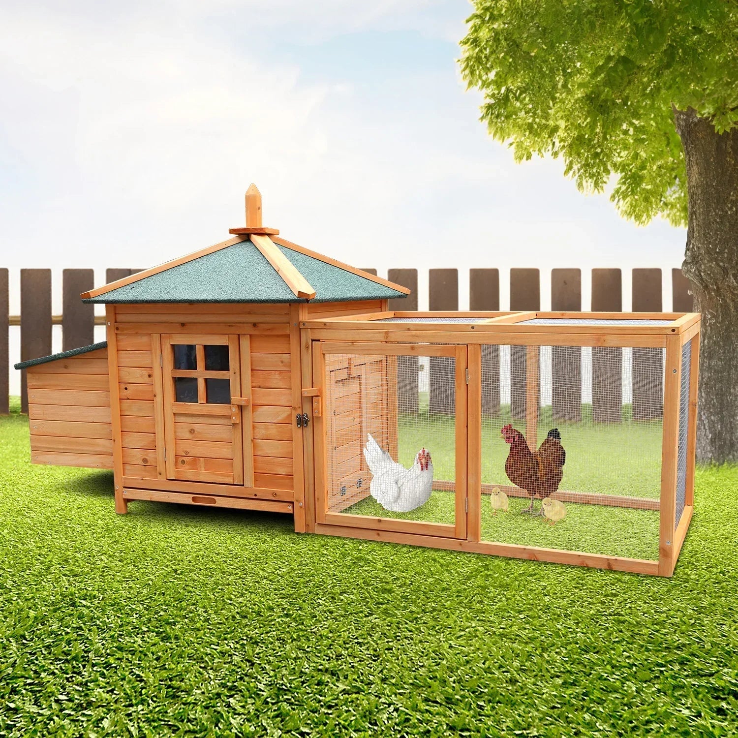 Large Wooden Chicken Coop Rabbit Hutch Nesting Box Fir Wood