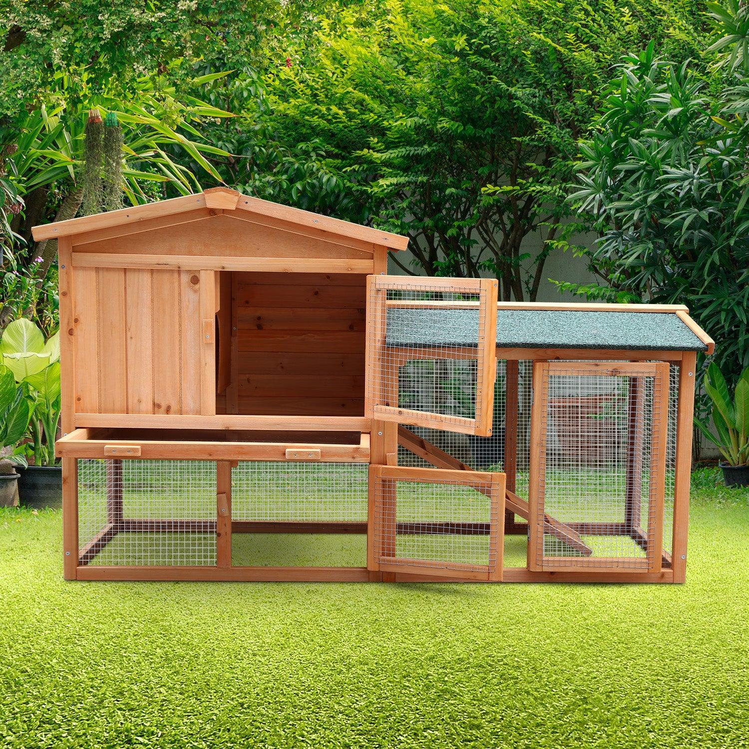 Large Wooden Chicken Coop & Rabbit Hutch With Ramp
