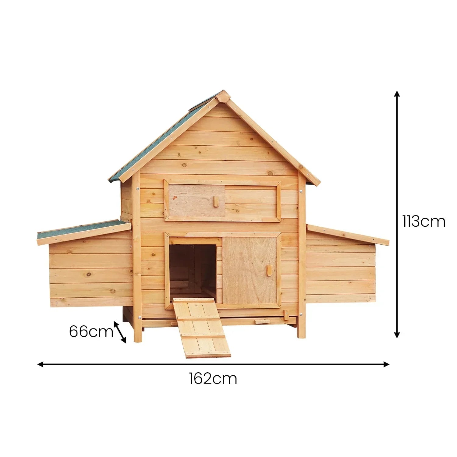 Wooden Chicken Coop & Rabbit Hutch With Ramp Nesting Boxes