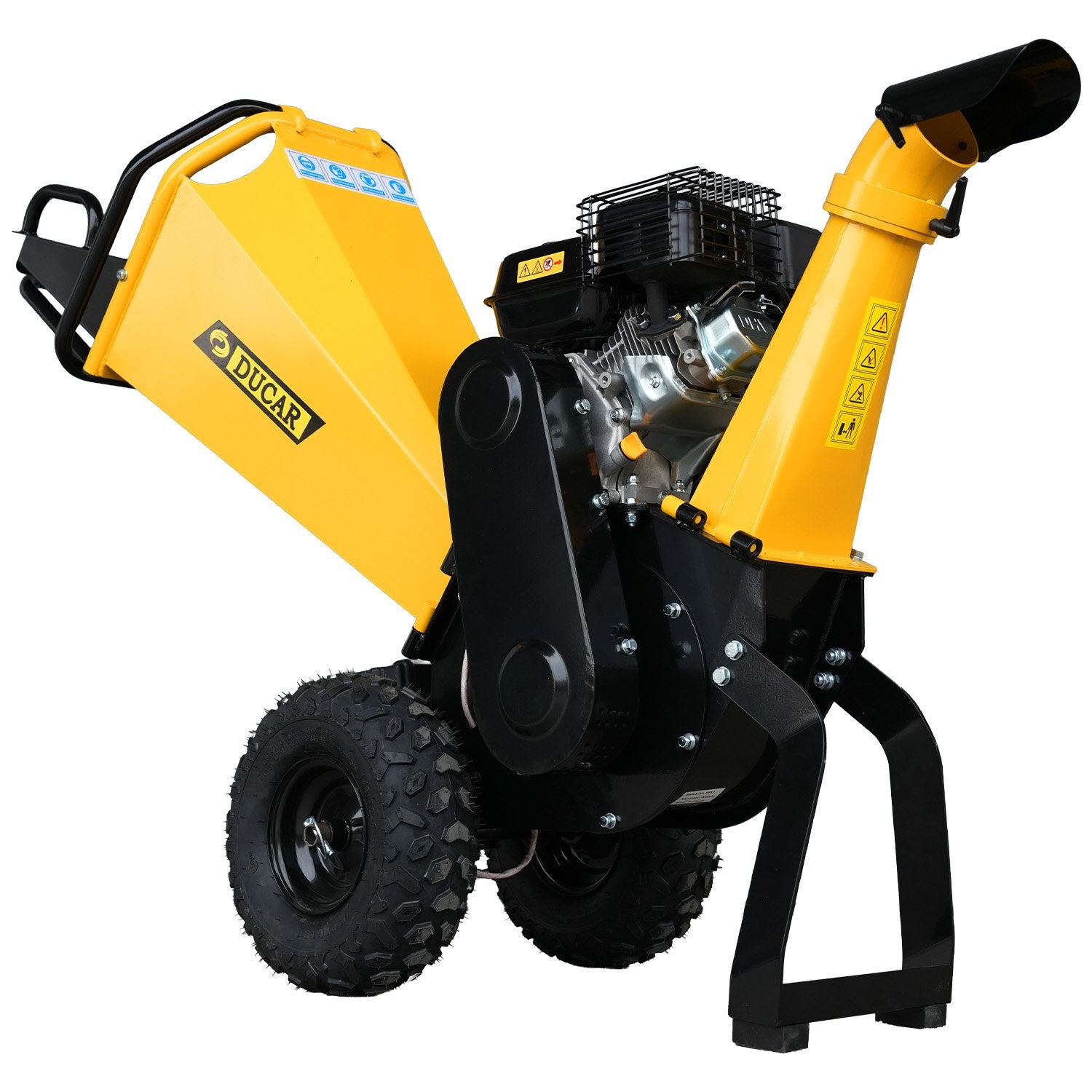 70p 3600 Rpm Yellow Black Wood Chipper Shredder Mulcher Grinder Recoil & Electrical Starting System 100mm Capacity Ohv 4-stroke Engine 212cc Unleaded Petrol