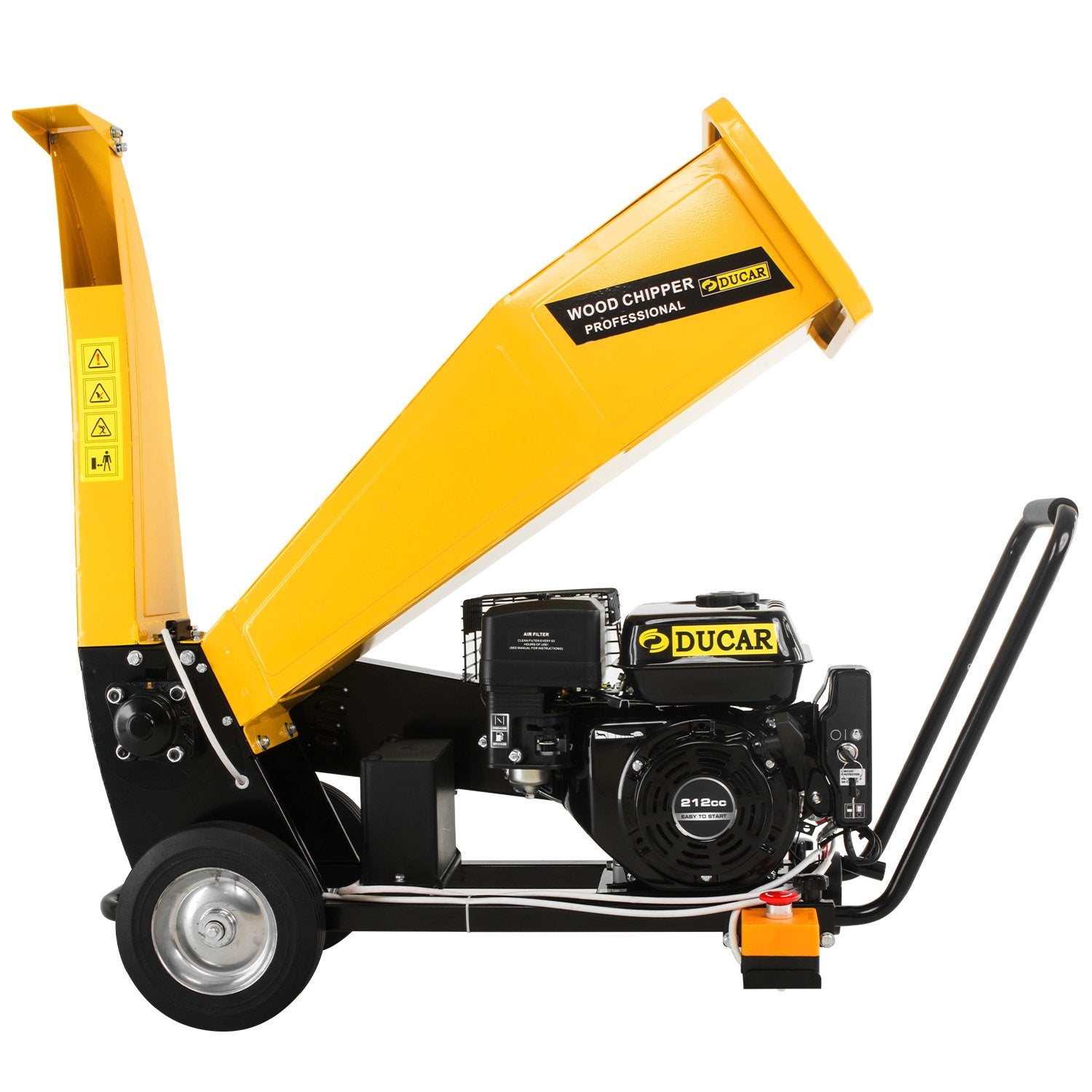 D70 7HP Wood Chipper Electric Start Shredder Mulcher Grinder Petrol in Yellow