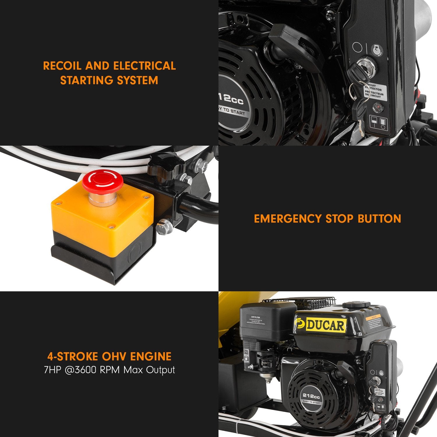 D70 7HP Wood Chipper Electric Start Shredder Mulcher Grinder Petrol in Yellow