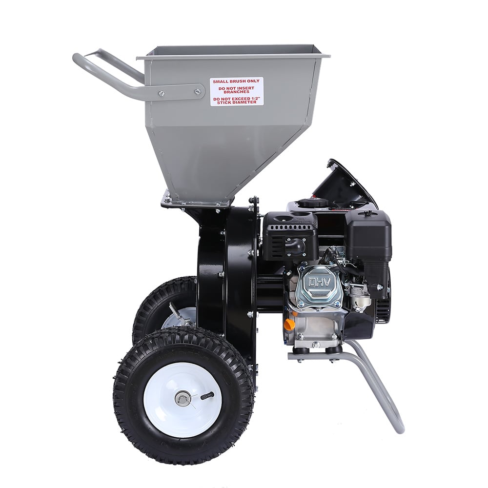 Wood Chipper Shredder Mulcher Garden 8hp Petrol Motor Upright Grinder - Silver