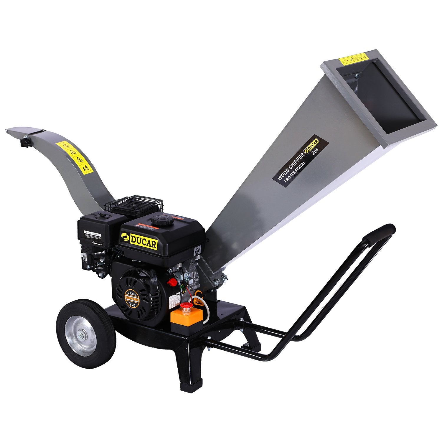 7hp Wood Chipper Shredder Mulcher Grinder Petrol Silver