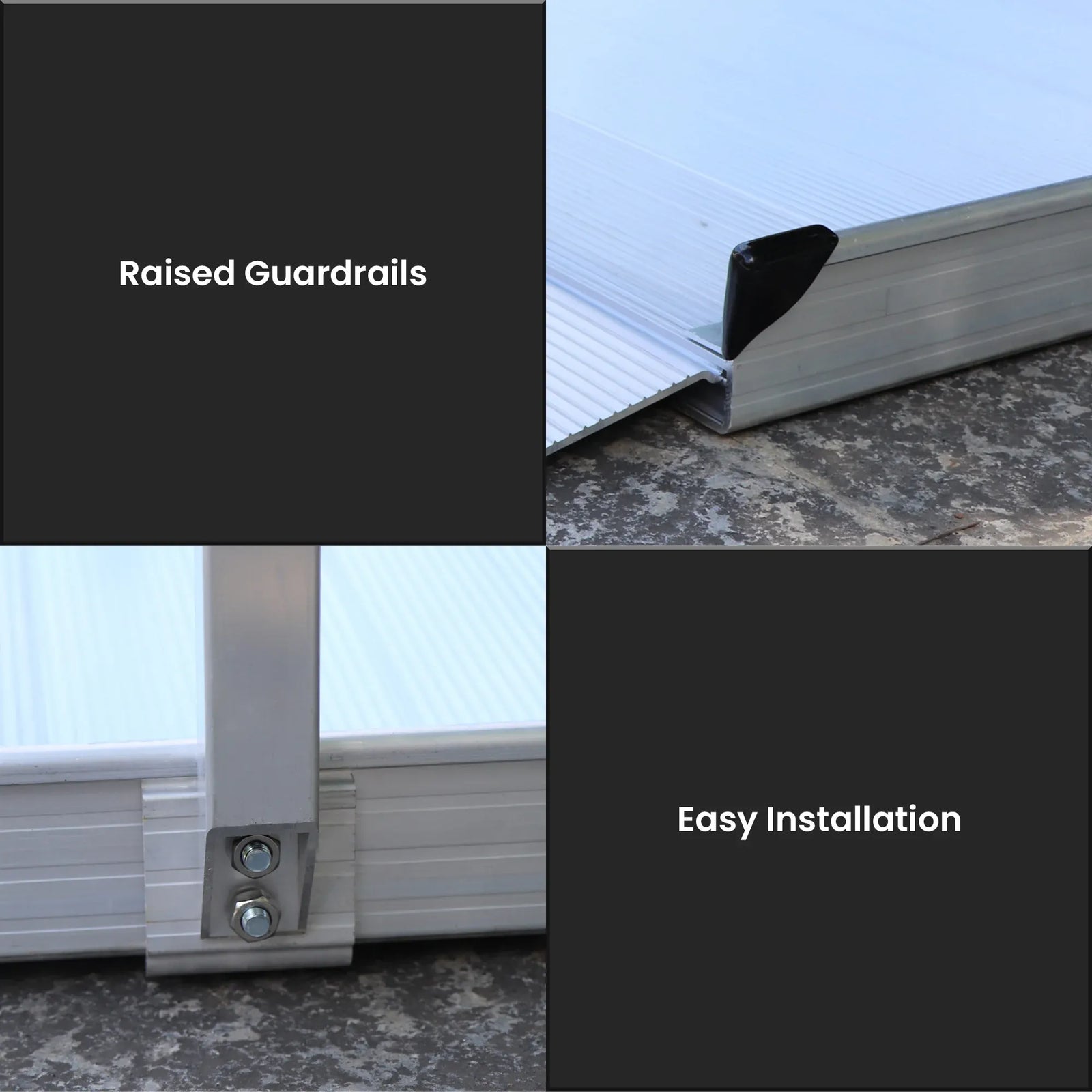 6ft Aluminium Wheelchair Ramp with Handrails 386kg Capacity 72cm Width