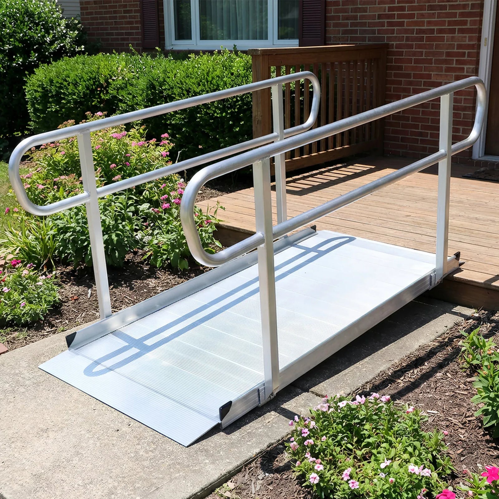 6ft Aluminium Wheelchair Ramp with Handrails 386kg Capacity 72cm Width