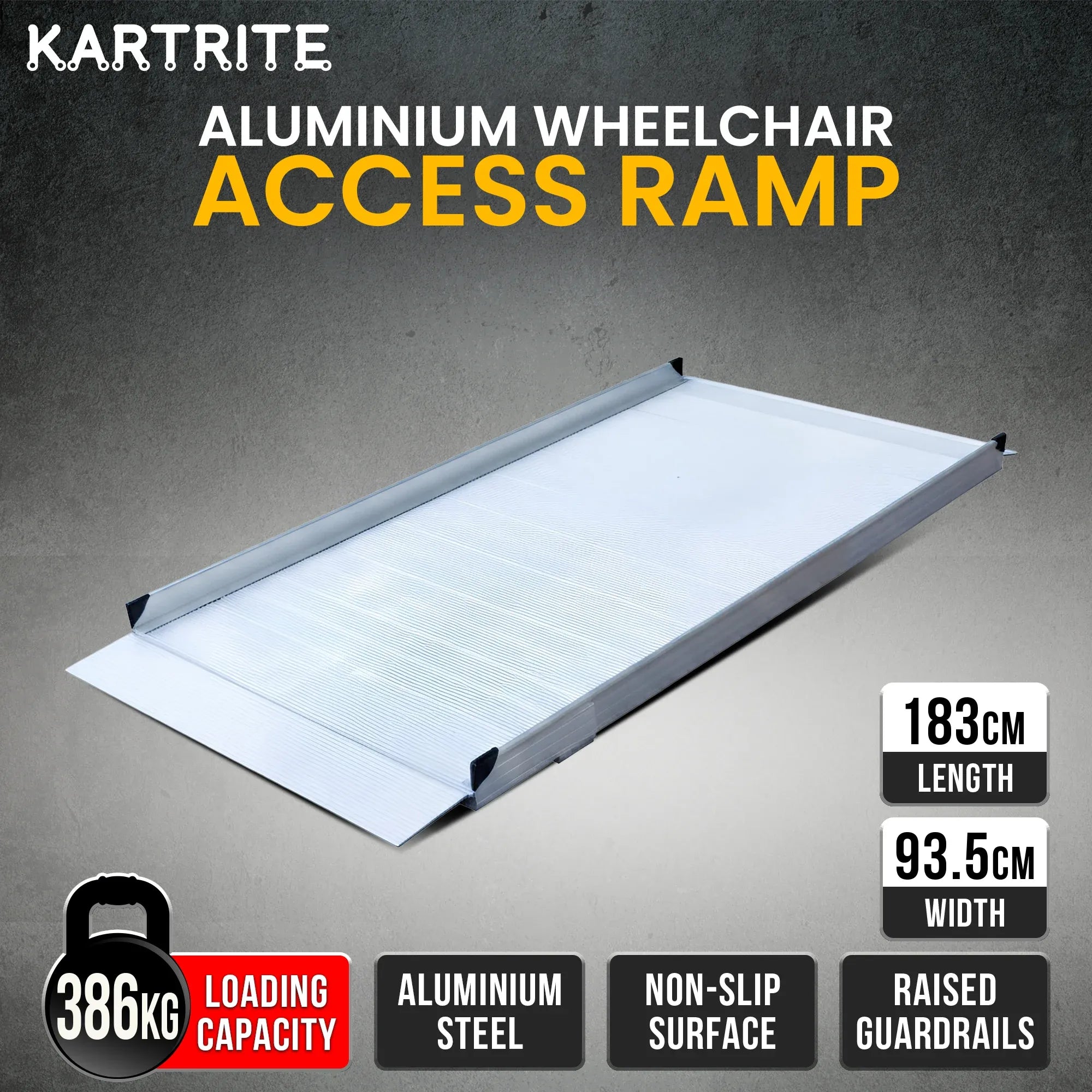 6ft Aluminium Wheelchair Ramp 386kg Non-Slip Portable for Scooters & Walkers