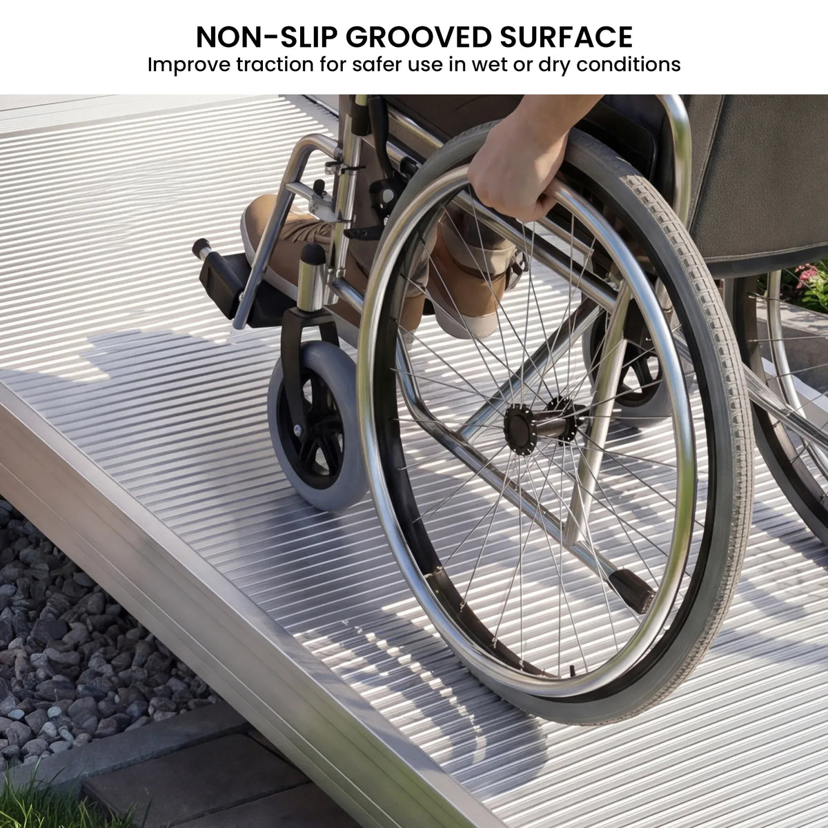 8ft Aluminium Wheelchair Ramp with Non-Slip Surface, 380kg Load Capacity