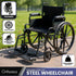Orthonica 24 Inch Foldable Wheelchair Heavy Duty Steel Frame Manual Mobility & Disability Aid with Brakes Black