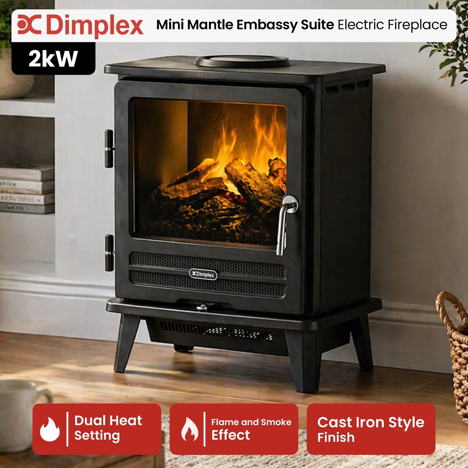 Dimplex 2kW Willowbrook Opti Myst Portable Electric Stove Flame and Smoke Effect
