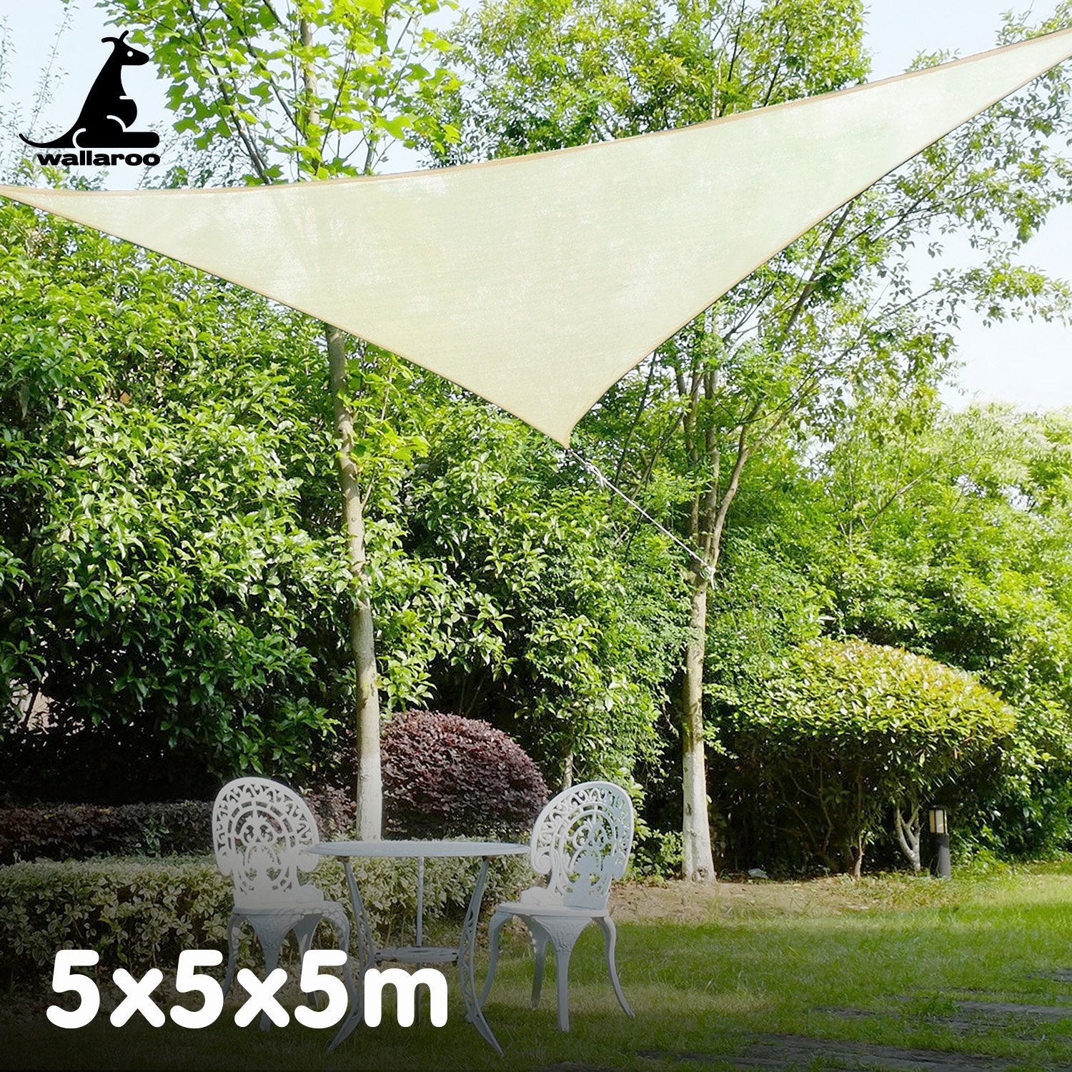 Waterproof 160GSM Outdoor Sun Shade Sail Canopy 5m Triangle