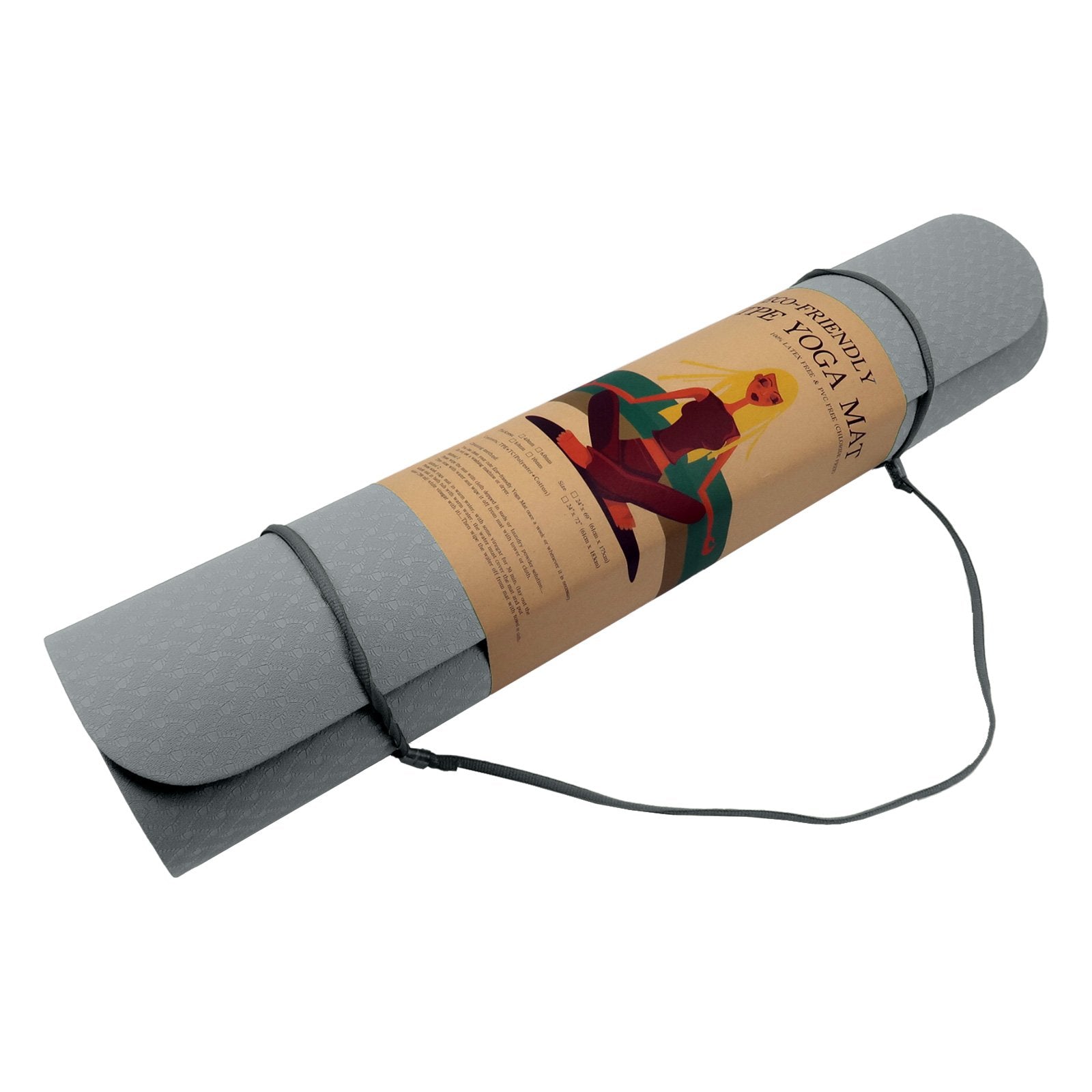 Eco-friendly Dual Layer 6mm Yoga Mat | Slate Grey | Non-slip Surface And Carry Strap For Ultimate Comfort And Portability