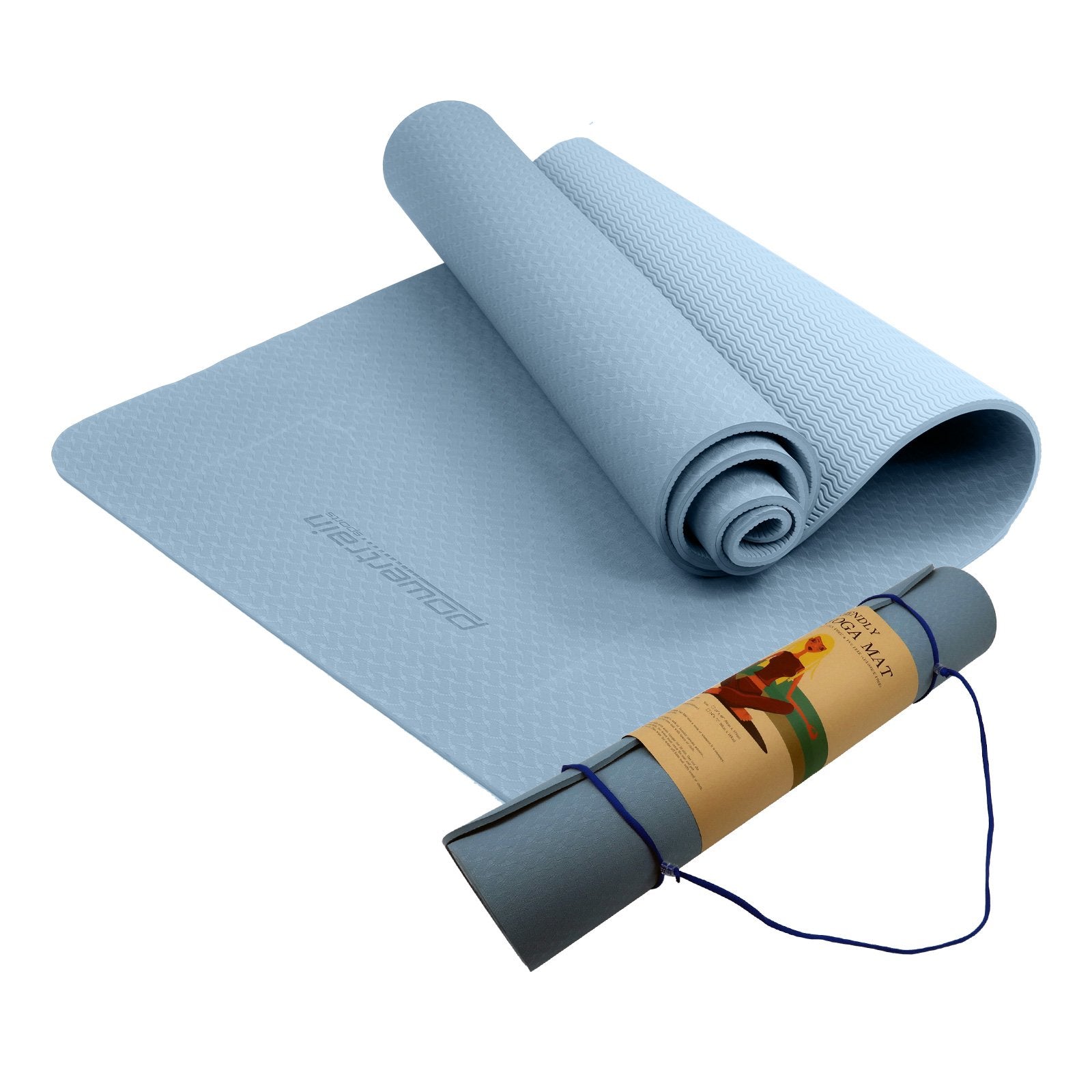 Eco-friendly Dual Layer 6mm Yoga Mat | Sky Blue | Non-slip Surface And Carry Strap For Ultimate Comfort And Portability