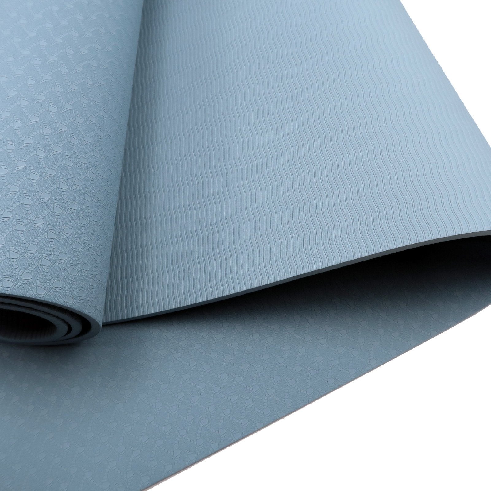 Eco-friendly Dual Layer 6mm Yoga Mat | Sky Blue | Non-slip Surface And Carry Strap For Ultimate Comfort And Portability