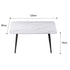 120x60cm Glossy White Minimalist Slate Kitchen Dining Table Marble Lunch Dinner Table Solid Metal Legs