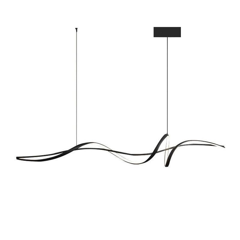 A036 Modern LED Linear Pendant Lights with Dimmable LED and Adjustable Hanging Length 120cm -Black