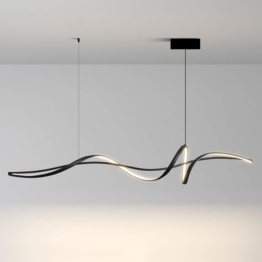 A036 Modern LED Linear Pendant Lights with Dimmable LED and Adjustable Hanging Length 120cm -Black
