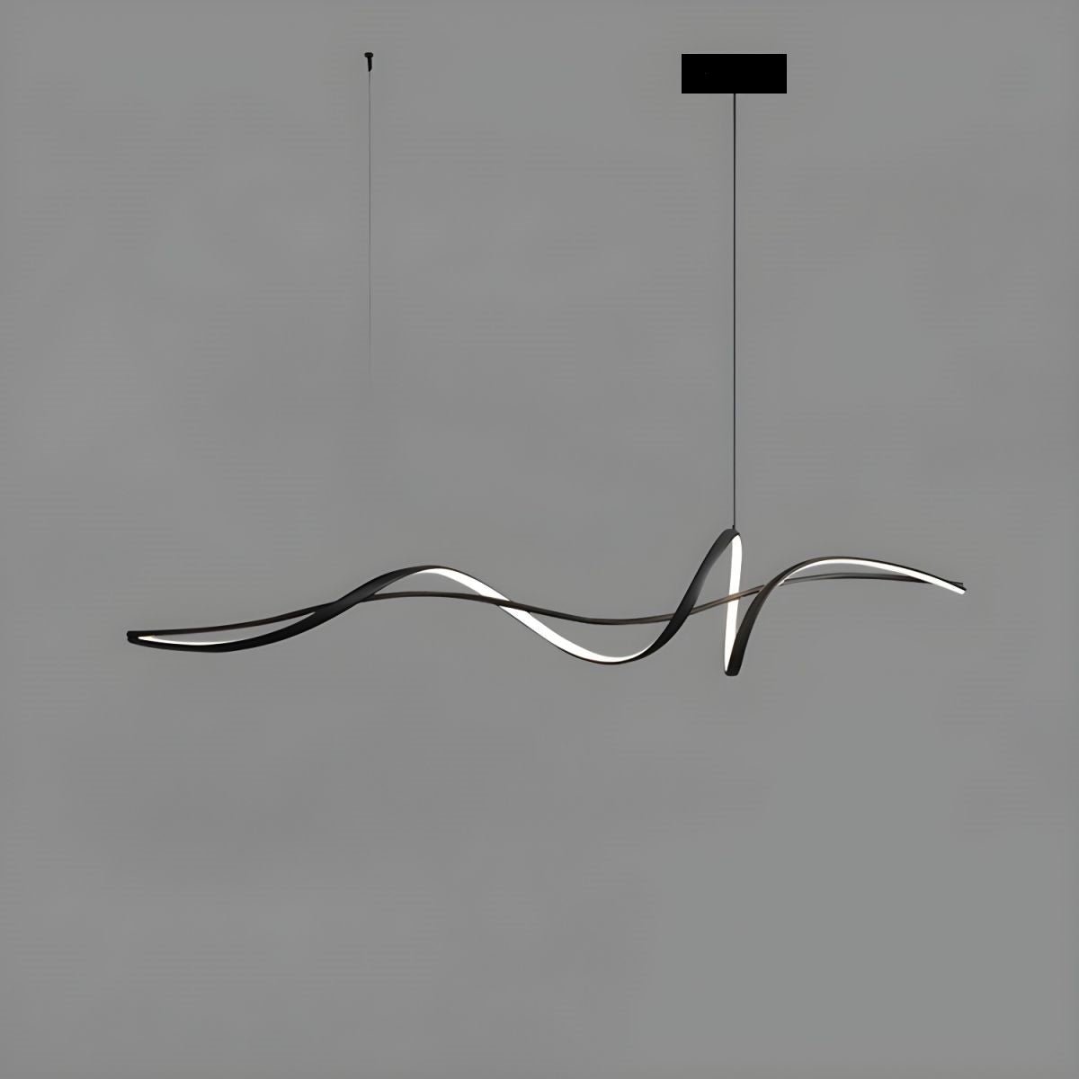 A036 Modern LED Linear Pendant Lights with Dimmable LED and Adjustable Hanging Length 120cm -Black